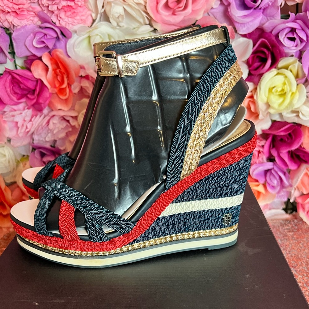 Tommy Hilfiger Threaded Ankle Strapped Wedge Heels
